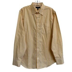 Banana Republic Slim‑Fit Non‑Iron Men's Yellow White Gingham Shirt 16 ½ 34 35